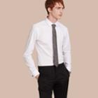 Burberry Burberry Slim Fit Double Cuff Cotton Poplin Shirt, Size: 17, White