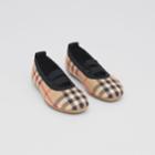 Burberry Burberry Childrens Logo Detail Vintage Check Cotton Ballerinas, Size: 7