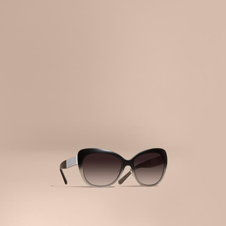Burberry Burberry Check Detail Square Cat-eye Sunglasses, Black