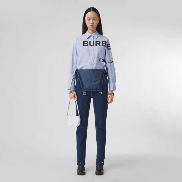 Burberry Burberry Horseferry Print Cotton Oxford Oversized Shirt, Size: 06