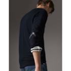 Burberry Burberry Check Trim Cashmere Cotton Sweater, Size: Xl, Blue