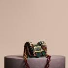 Burberry Burberry The Ruffle Buckle Bag In Snakeskin, Ostrich And Check, Pink