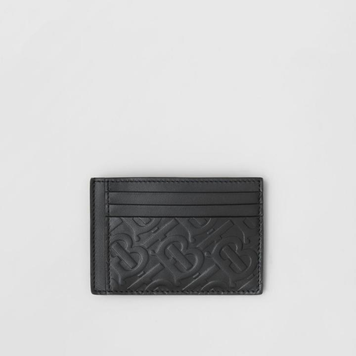 Burberry Burberry Monogram Leather Money Clip Card Case, Black