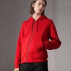 Burberry Burberry Check Detail Jersey Hooded Top, Red