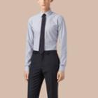 Burberry Burberry Slim Fit Striped Cotton Poplin Shirt, Size: 18, Blue
