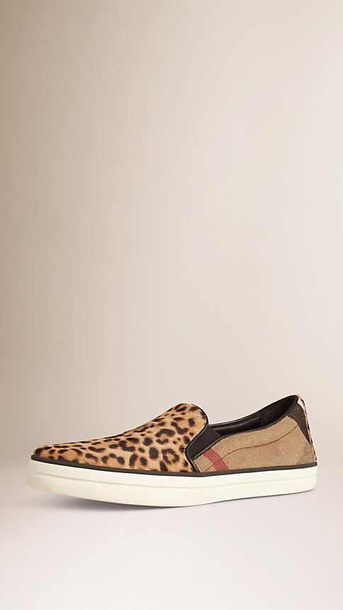 Burberry Canvas Check And Calfskin Slip-on Trainers