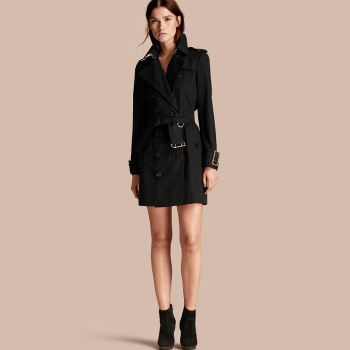 Burberry Burberry Cotton Gabardine Trench Coat With Oversize Buckle Detail, Size: 04, Black
