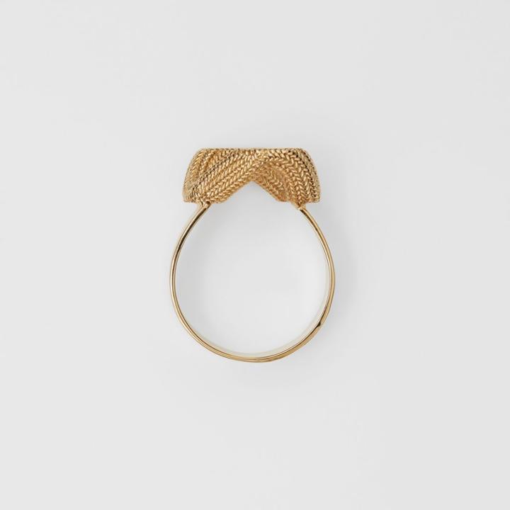 Burberry Burberry Gold-plated Chain-link Ring, Size: M, Light Gold