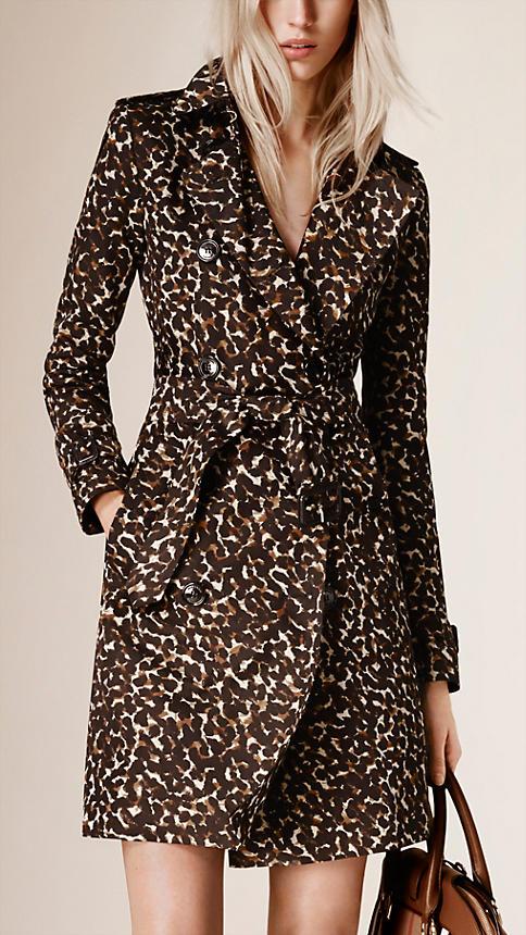 Burberry Animal Print Cotton Trench Coat