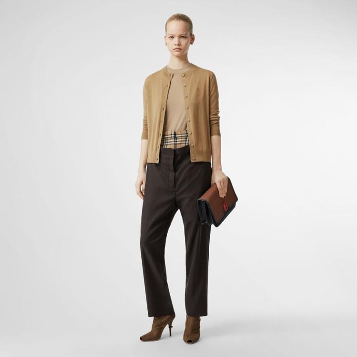 Burberry Burberry Monogram Motif Cashmere Cardigan, Size: L, Brown