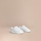 Burberry Burberry Check Detail Leather Trainers, Size: 8, White