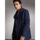 Burberry Burberry Resin Button Wool Pea Coat, Size: 40, Blue