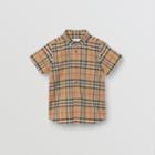 Burberry Burberry Childrens Short-sleeve Vintage Check Cotton Shirt, Size: 3y, Beige