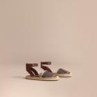 Burberry Burberry Leather And Check Linen Cotton Espadrille Sandals, Size: 37.5, Purple