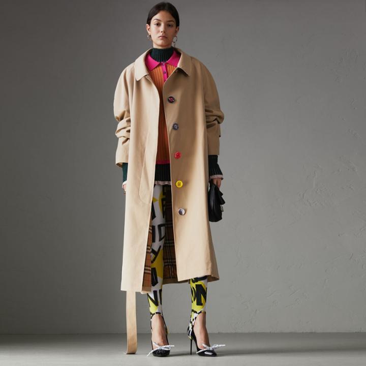 Burberry Burberry Painted Button Tropical Gabardine Car Coat, Size: 04
