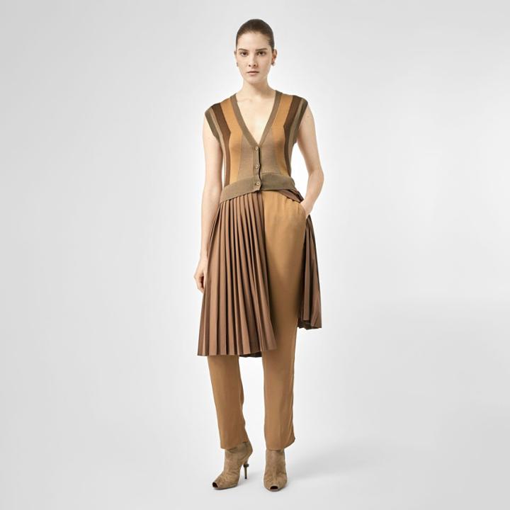 Burberry Burberry Satin Stripe Crepe Tailored Trousers, Size: 00, Brown