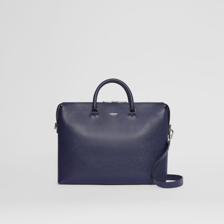 Burberry Burberry Triple Stud Grainy Leather Briefcase, Blue