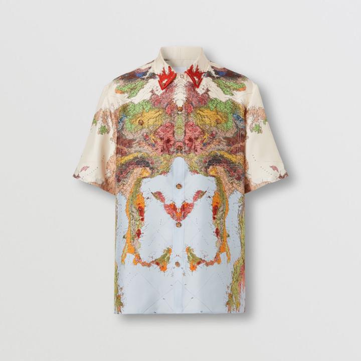 Burberry Burberry Short-sleeve Map Print Silk Oversized Shirt