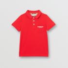 Burberry Burberry Childrens Icon Stripe Placket Cotton Piqu Polo Shirt, Size: 14y, Red