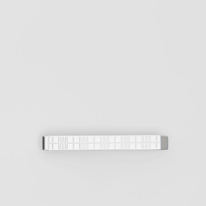 Burberry Burberry Palladium-plated Check-engraved Tie Bar, Grey