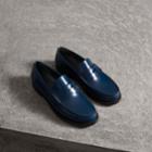 Burberry Burberry Leather Penny Loafers, Size: 39, Blue