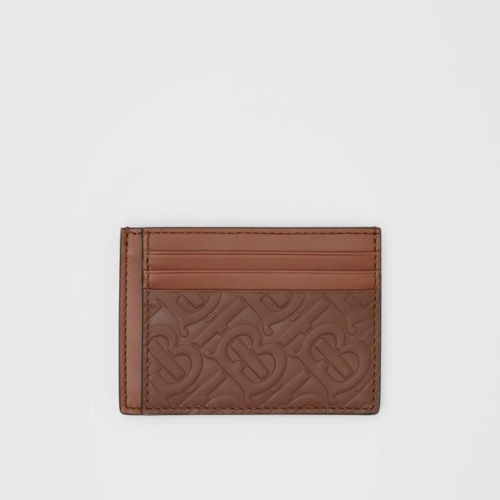 Burberry Burberry Monogram Leather Money Clip Card Case, Brown