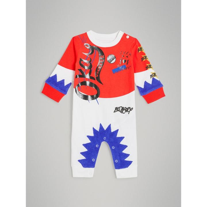 Burberry Burberry Smile Graphic Print Cotton Jumpsuit, Size: 12m