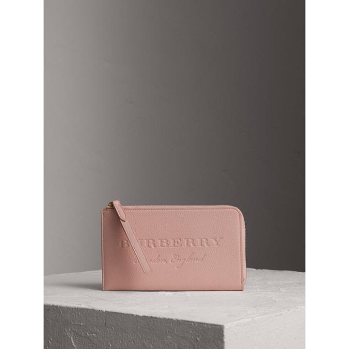 Burberry Burberry Embossed Leather Travel Wallet, Pink