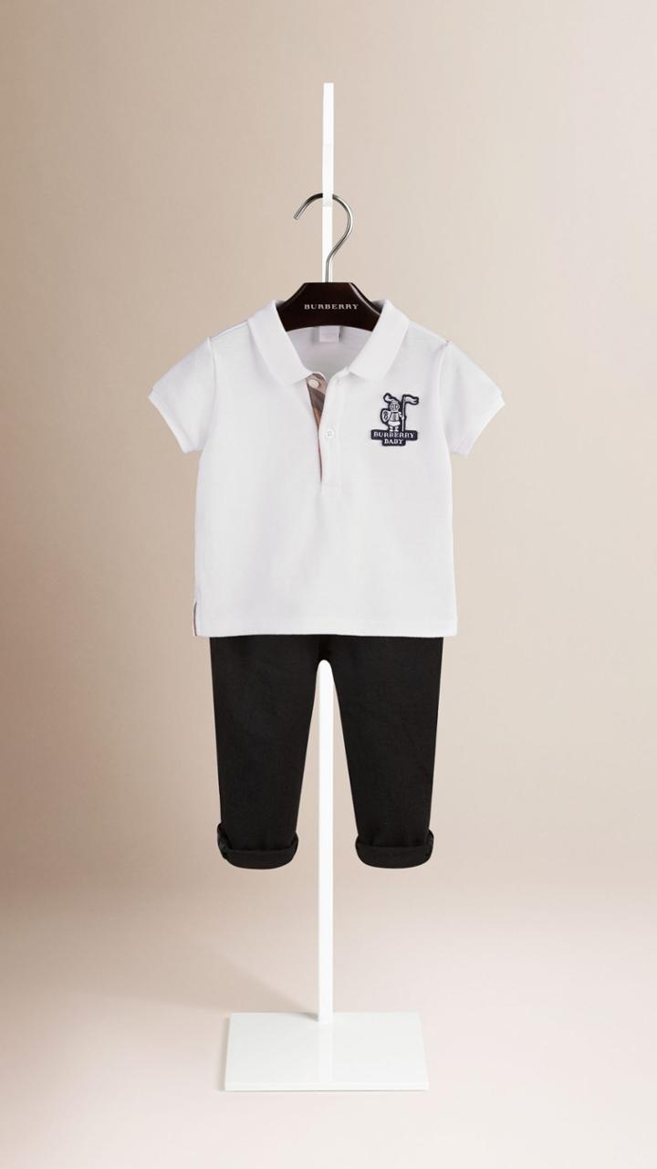 Burberry Burberry Childrens Baby Knight Polo Shirt, Size: 18m, White