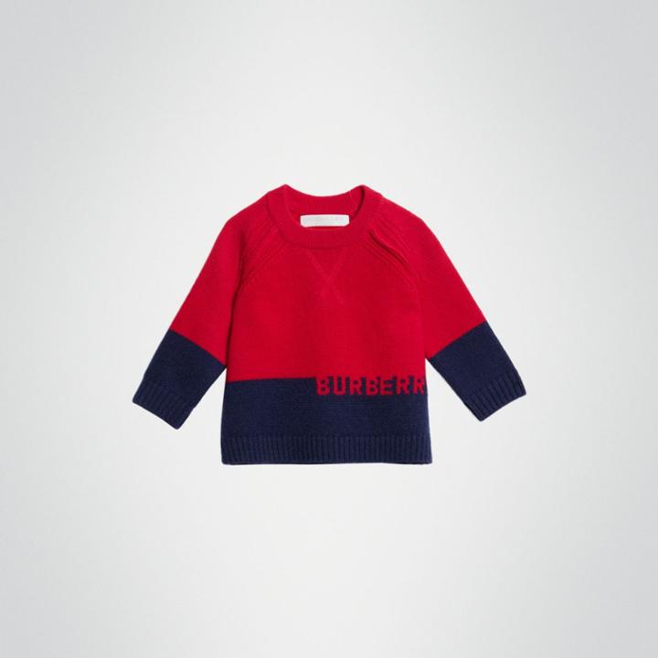 Burberry Burberry Childrens Logo Intarsia Cashmere Sweater, Size: 2y, Red