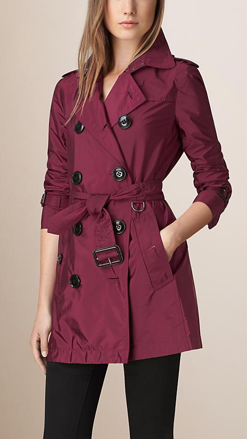Burberry Brit Leather Trim Technical Trench Coat