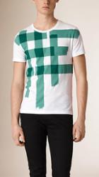 Burberry Large Check Print Cotton T-shirt