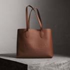 Burberry Burberry Embossed Leather Tote, Brown