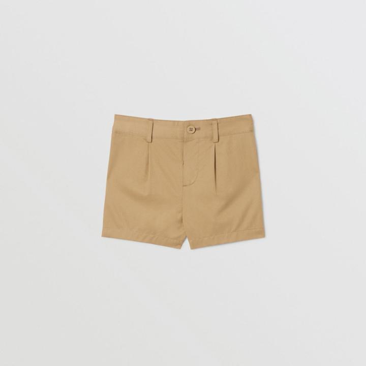 Burberry Burberry Childrens Logo Appliqu Cotton Twill Tailored Shorts, Size: 18m, Beige