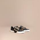 Burberry Oversize Buckle And Stud Detail Leather Trainers