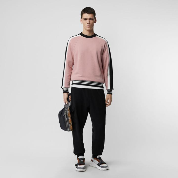 Burberry Burberry Stripe Detail Cotton Jersey Sweatshirt, Size: Xxl, Grey