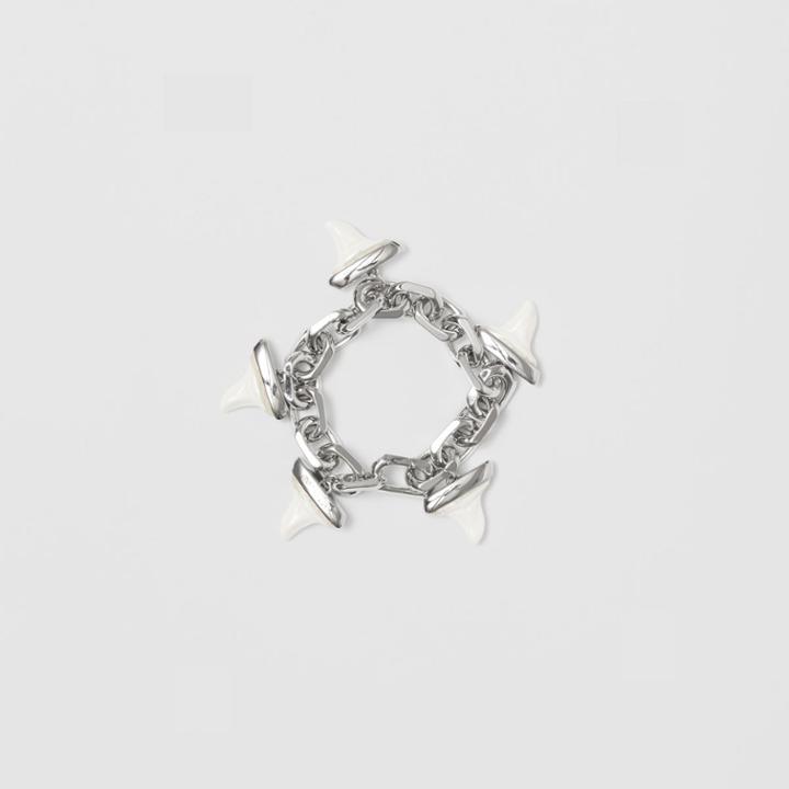 Burberry Burberry Resin Shark Detail Palladium-plated Bracelet, Silver