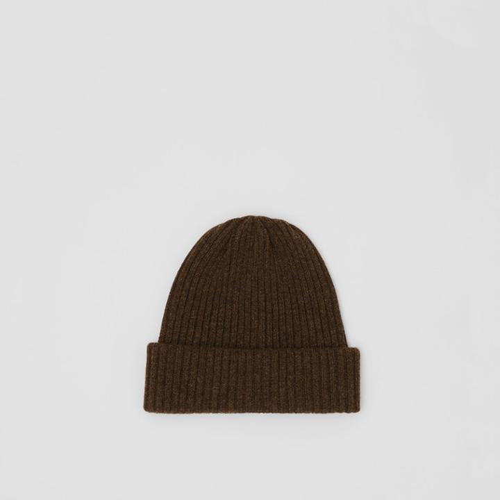 Burberry Burberry Rib Knit Wool Beanie, Brown