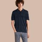 Burberry Burberry Check Jacquard Piqu Silk Cotton Polo Shirt, Size: M, Blue