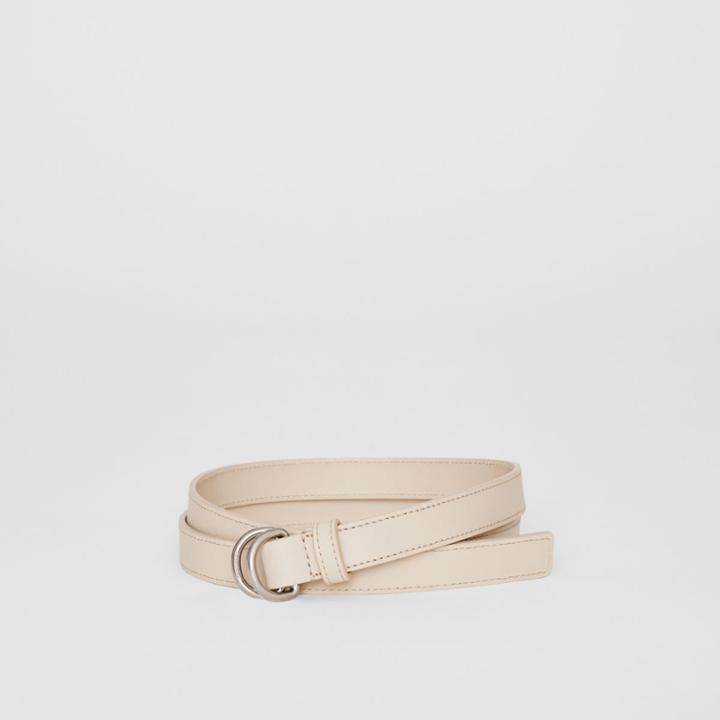 Burberry Burberry Slim Leather Double D-ring Belt, Size: 100, Grey
