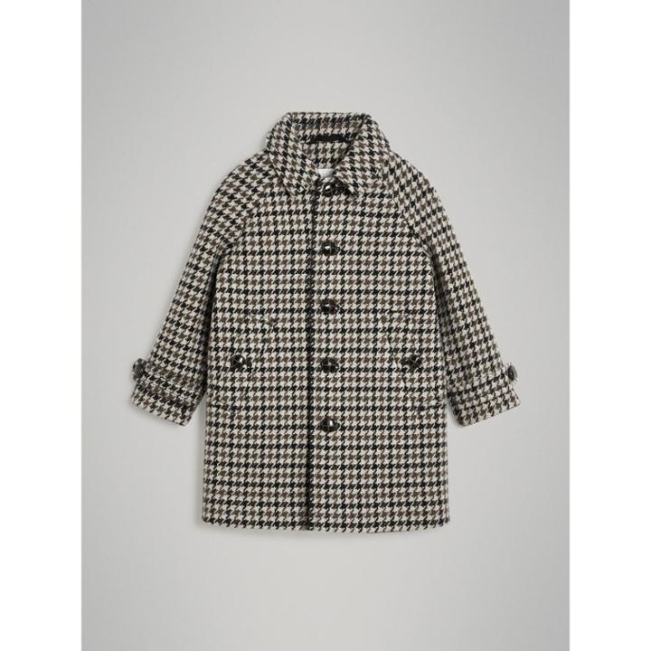 Burberry Burberry Houndstooth Check Wool Cashmere Blend Coat, Size: 14y