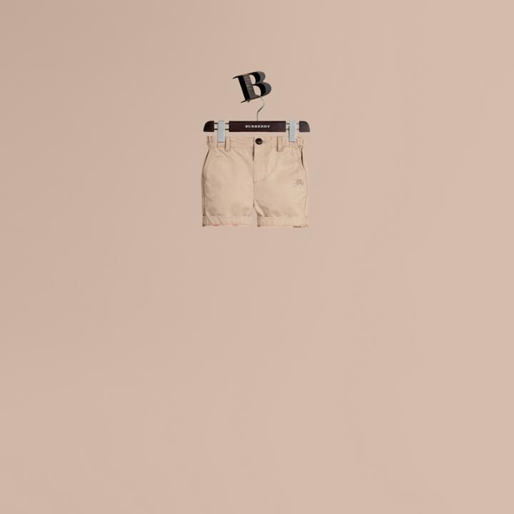 Burberry Burberry Check Detail Cotton Chino Shorts, Size: 6m, Beige