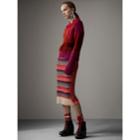 Burberry Burberry Fair Isle And Cable Knit Wool Cashmere Blend Skirt, Multicolour