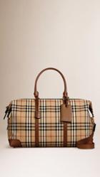 Burberry Horseferry Check And Leather Holdall