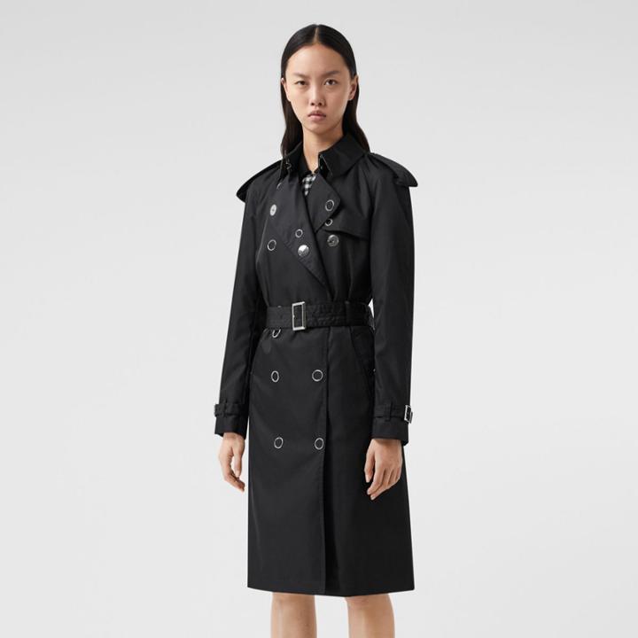 Burberry Burberry Press-stud Detail Econyl Trench Coat, Size: 06, Black