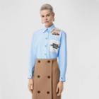 Burberry Burberry Montage Print Cotton Oversized Shirt, Size: 02, Baby Blue