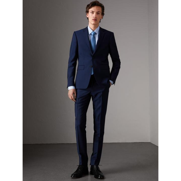 Burberry Burberry Slim Fit Wool Mohair Part-canvas Suit, Size: 50sf, Blue