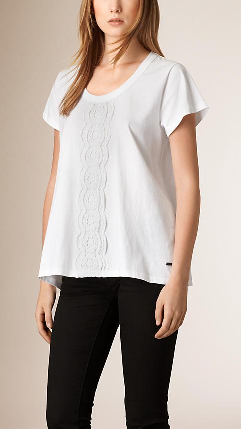 Burberry Lace Detail Cotton T-shirt