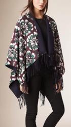 Burberry Floral Tie-dye Print Cotton Silk Poncho