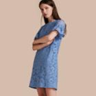 Burberry Burberry Macram Lace Short Shift Dress With Ruffle Sleeves, Size: 04, Blue